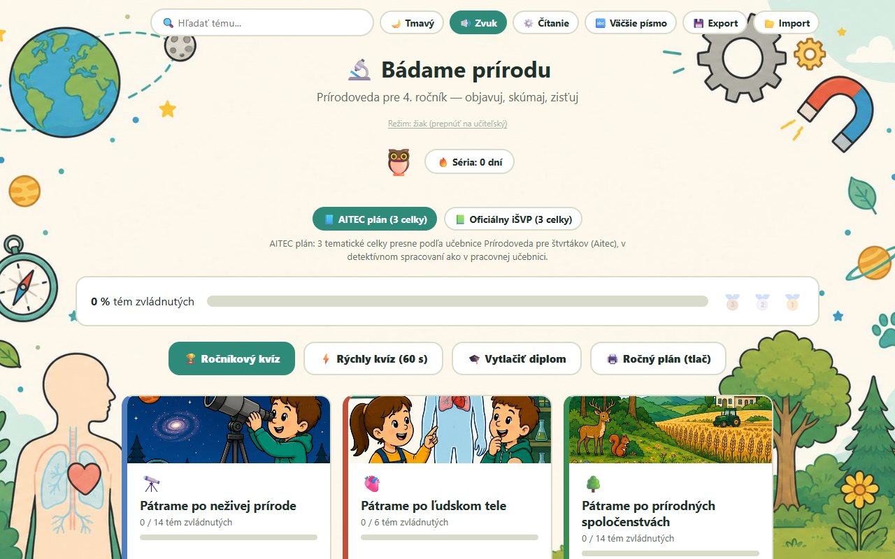 Ukážka aplikácie Bádame prírodu – Prírodoveda pre 4. ročník