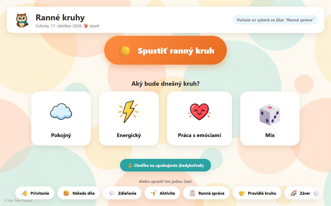 Ukážka aplikácie Ranné kruhy – 1. stupeň